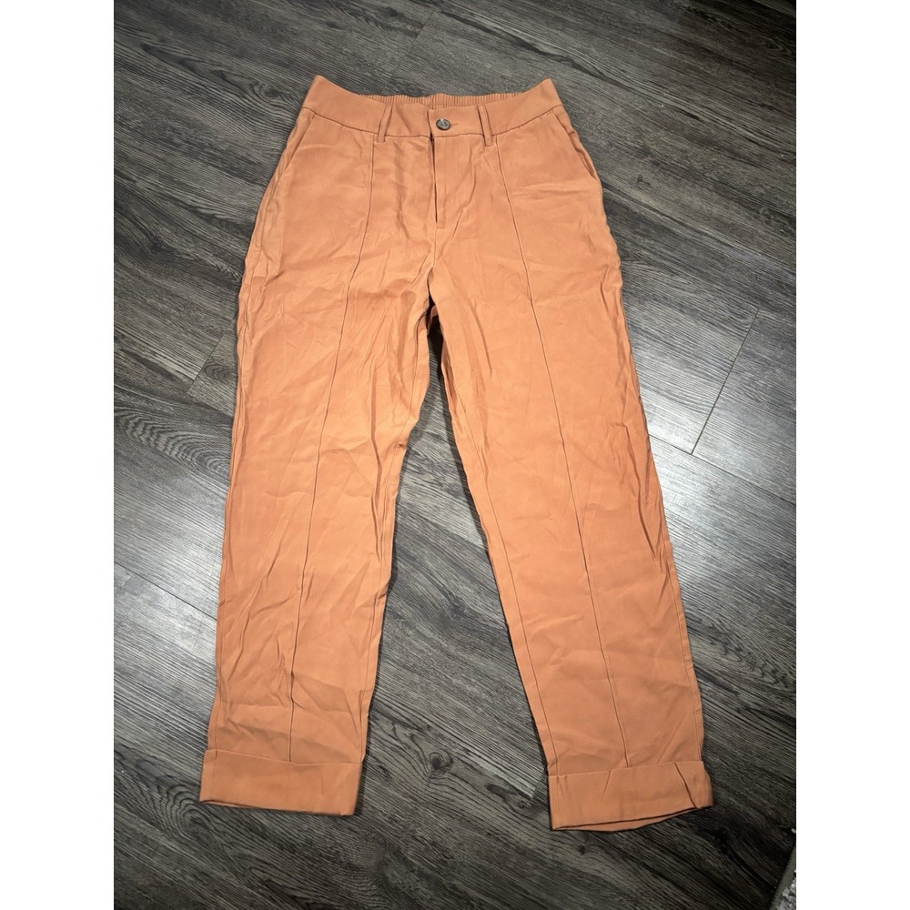 A New Day High Rise Ankle Pants Copper Brown Relaxed Fit Career Casual Size 10